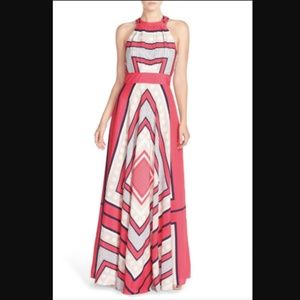 Eliza J Scarf Print Crêpe de Chine Fit & Flare Max